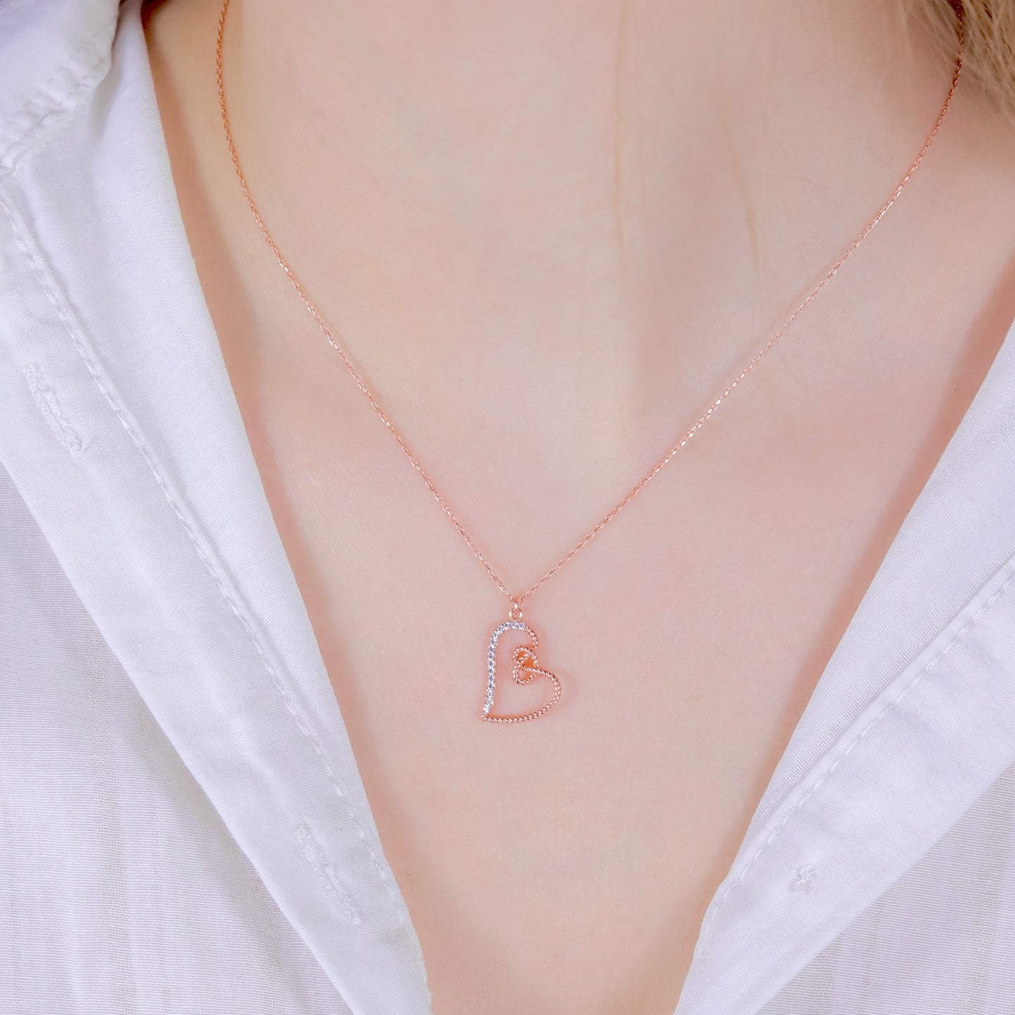 925 Ayar Gümüş Aşk Düğümü Kalp Kolye