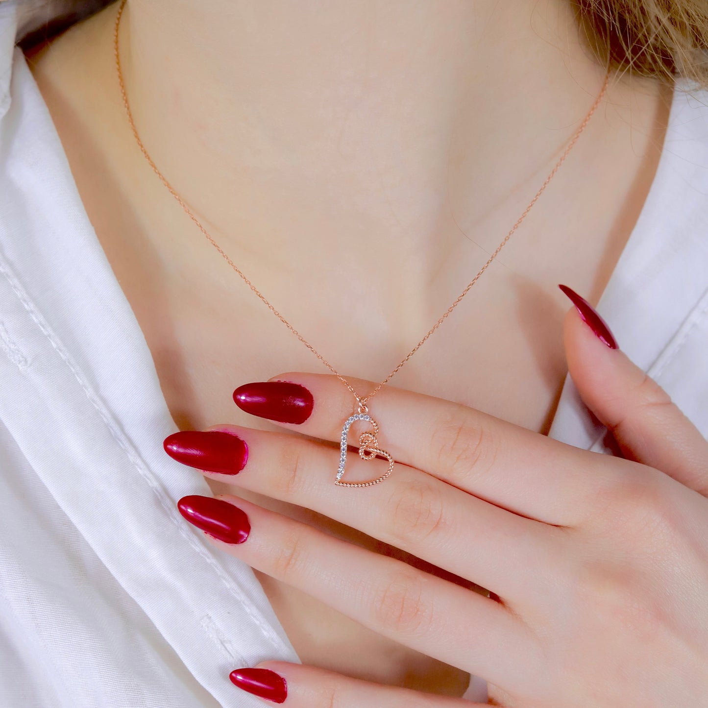 925 Ayar Gümüş Aşk Düğümü Kalp Kolye