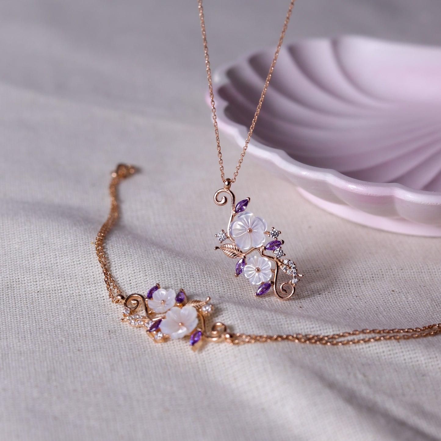 925 Ayar Gümüş Rüya Bahçesi Ametist İki'li Set