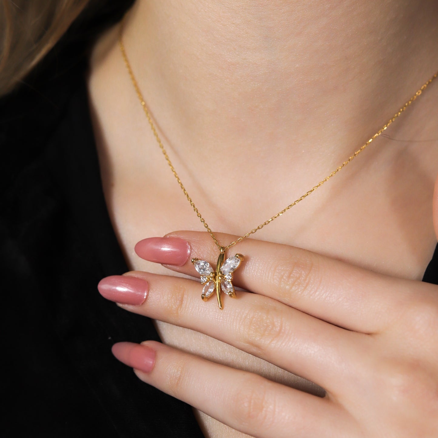 Butterfly Necklace with 925 Sterling Silver Zircon Stone