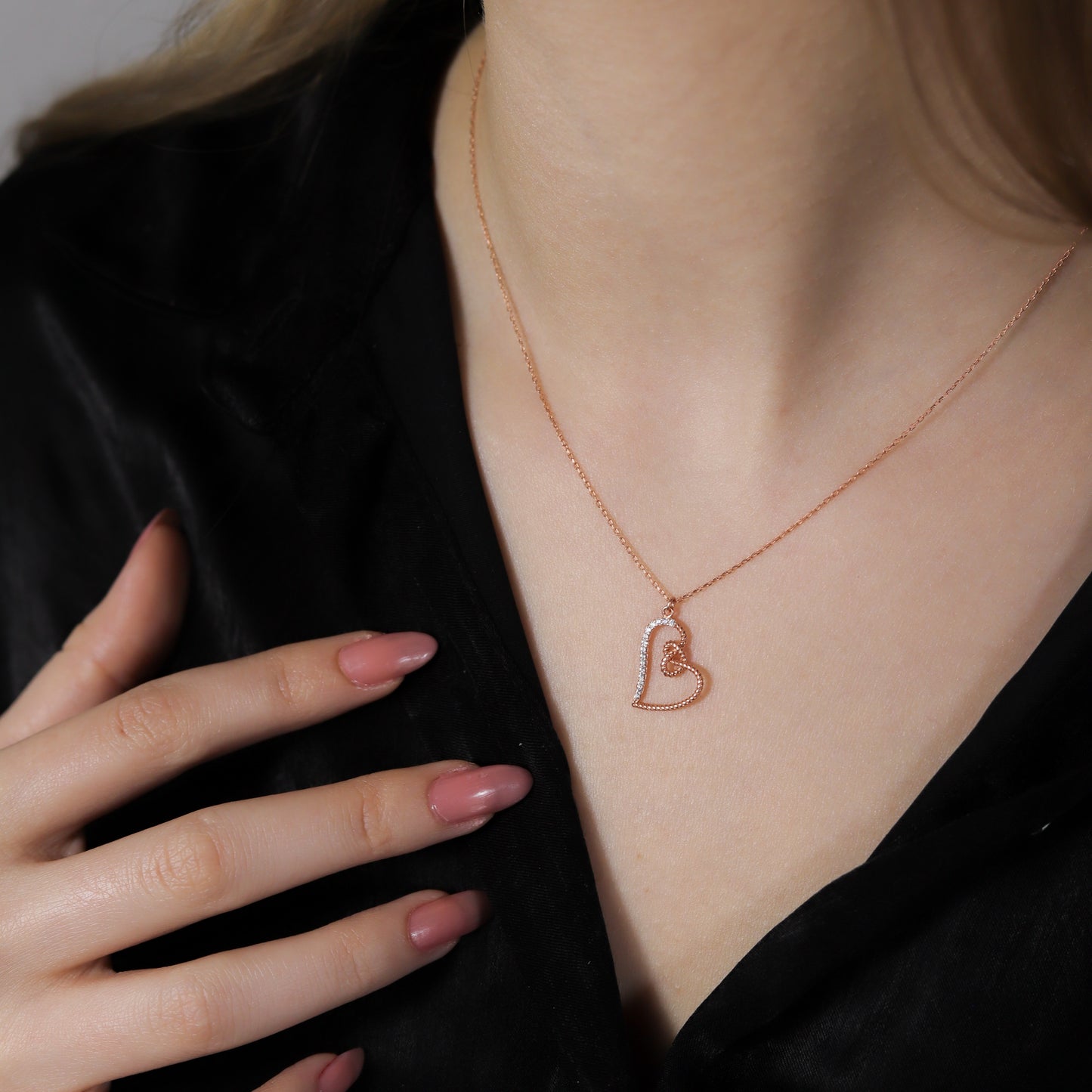 925 Ayar Gümüş Aşk Düğümü Kalp Kolye