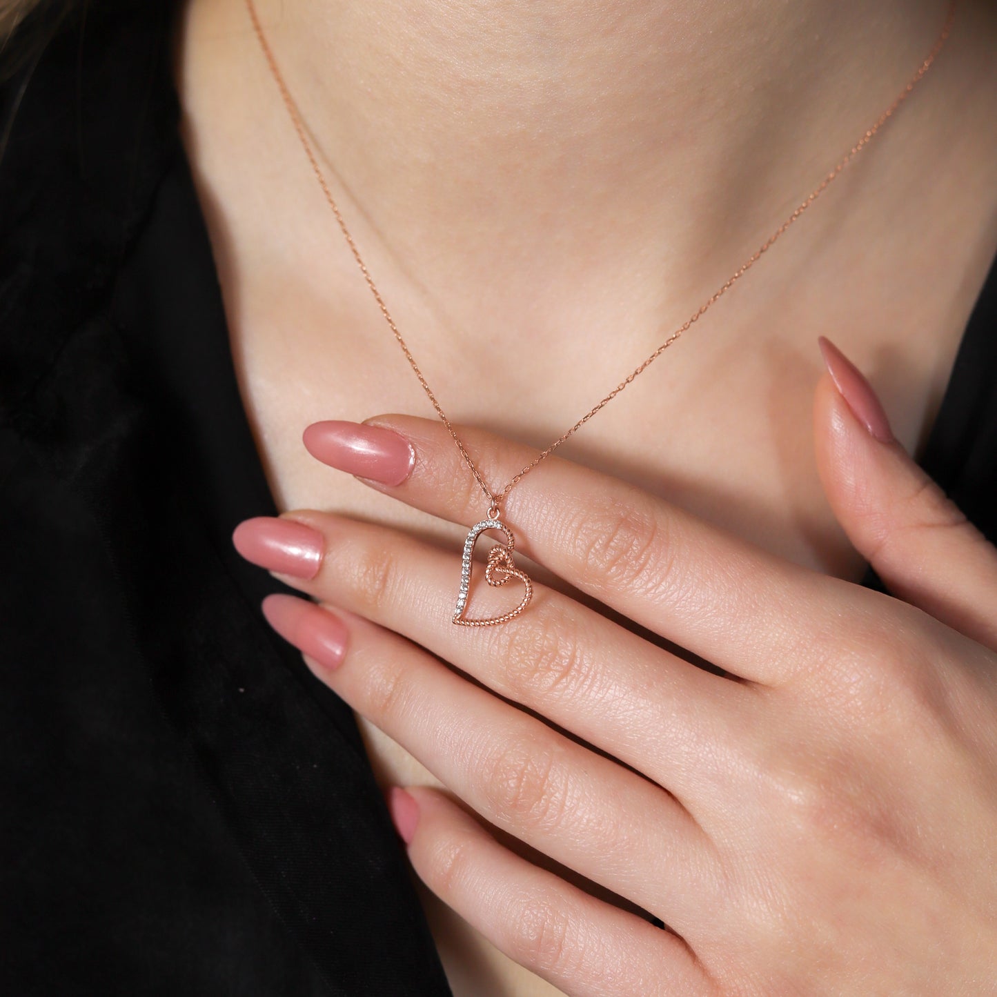 925 Ayar Gümüş Aşk Düğümü Kalp Kolye