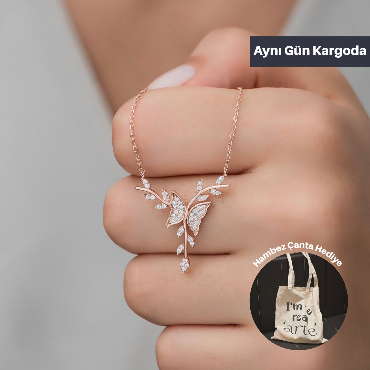 925 Ayar Gümüş Kelebek Kolye