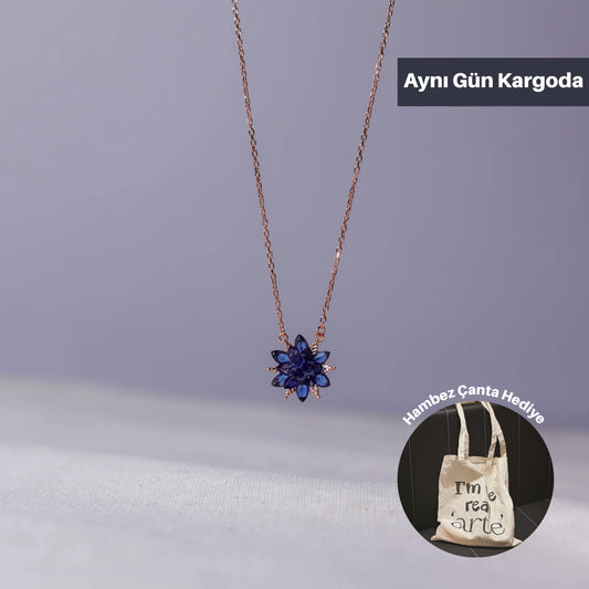 925 Ayar Gümüş Renkli Zirkon Lotus Kolye