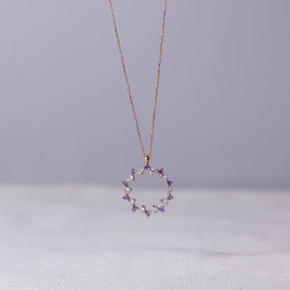 925 Sterling Silver Amethyst Stone Cluster Necklace