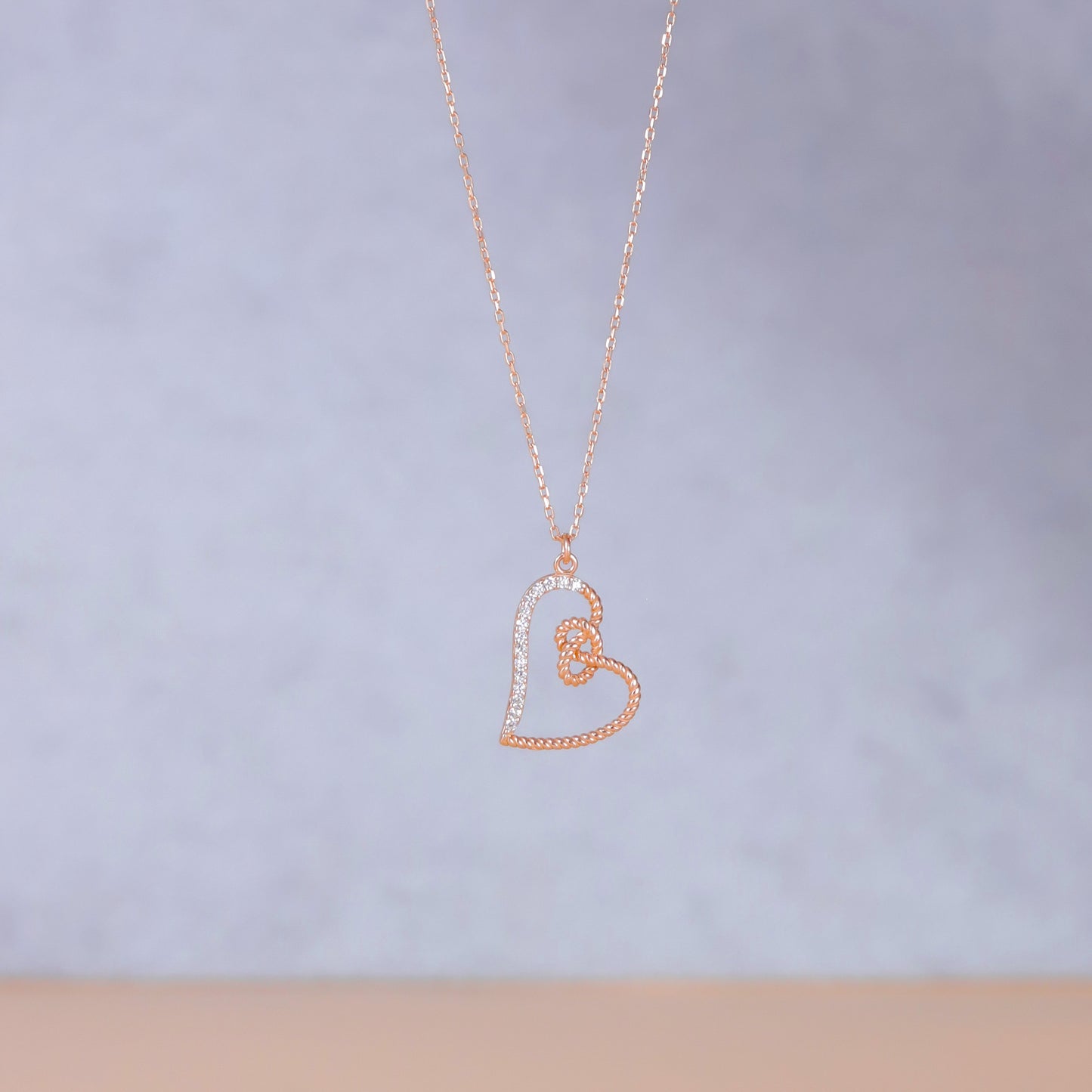 925 Sterling Silver Love Knot Heart Necklace
