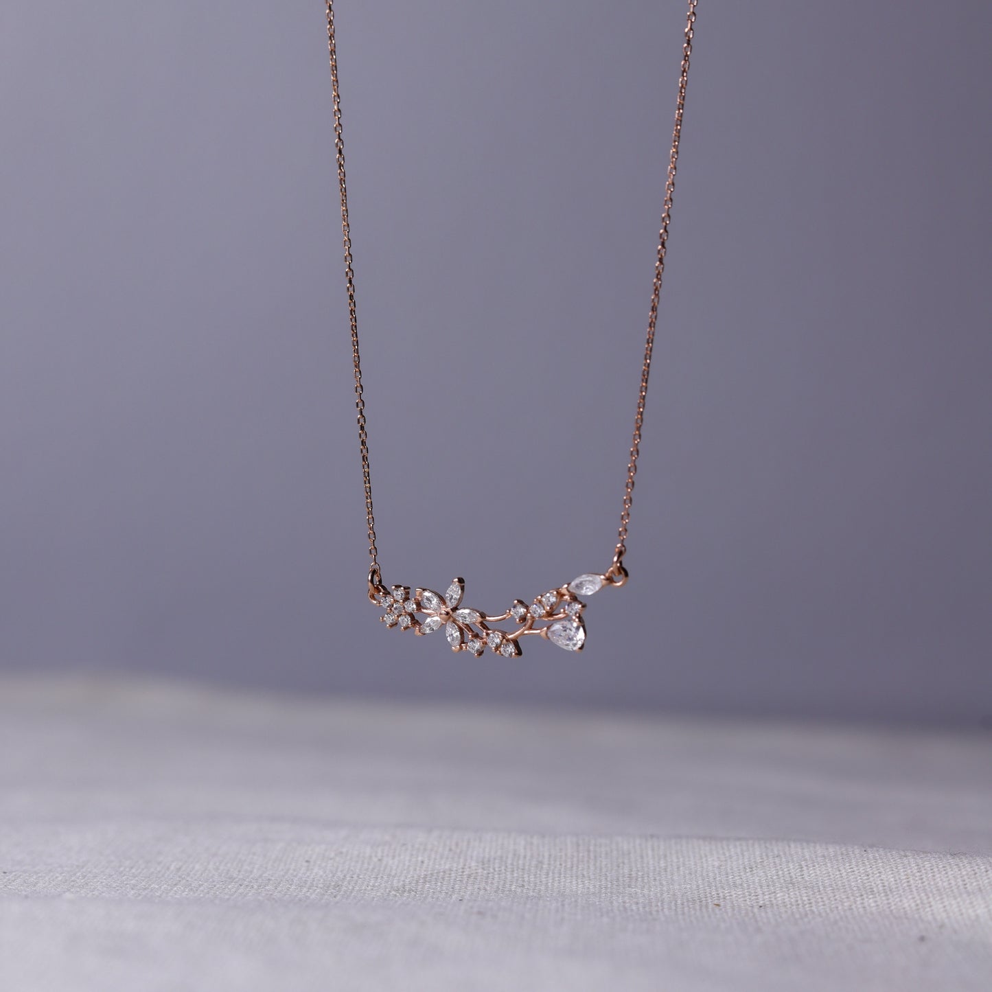 Spring Necklace with 925 Sterling Silver Zircon Stone
