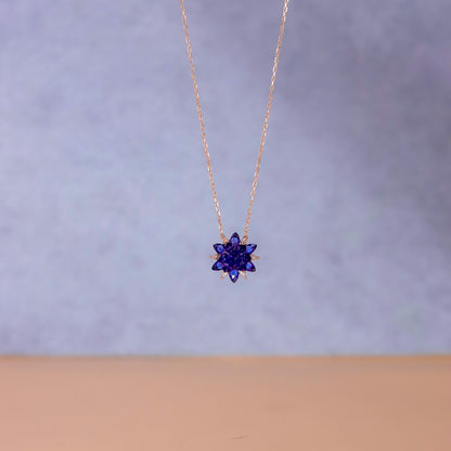 925 Sterling Silver Colored Zircon Lotus Necklace