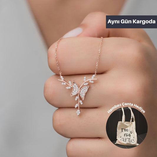 925 Ayar Gümüş Kelebek Kolye